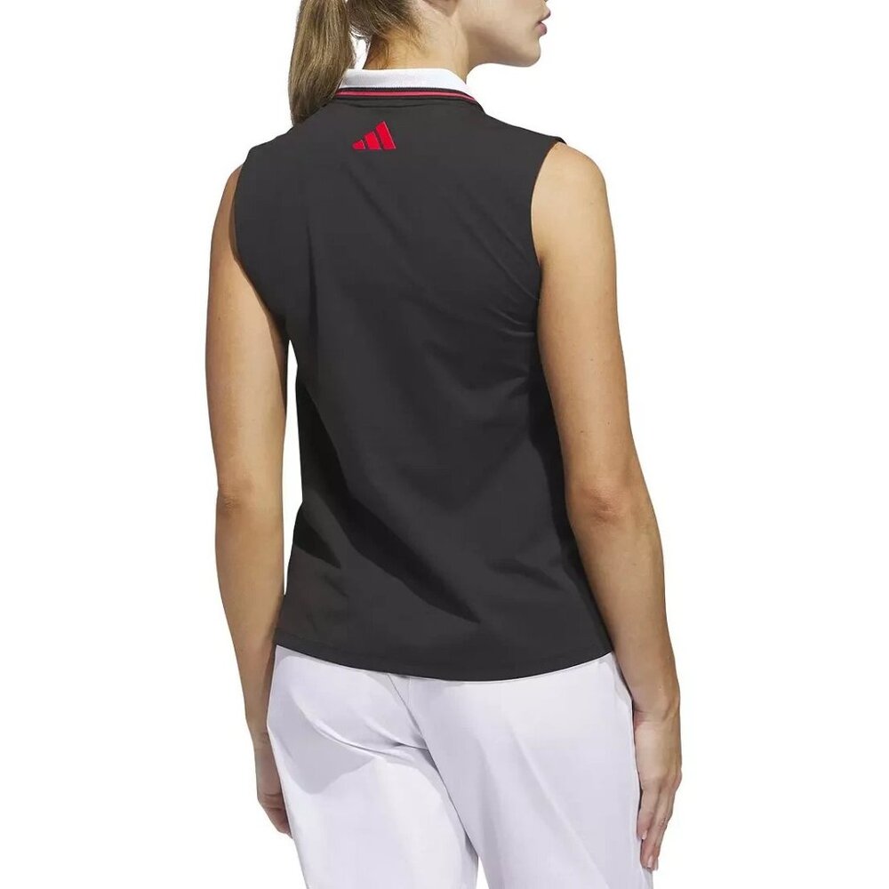 adidas Women's Beyond The Course Twistknit Sleeveless Golf Polo Black Size Large - Picture 3 of 5